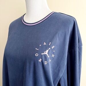 Air Jordan Remastered Suede Long Sleeve Shirt Mens Size XL Purple Blue Soft